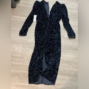 Torn by Ronny Kobo Black Velvet Midi Dress